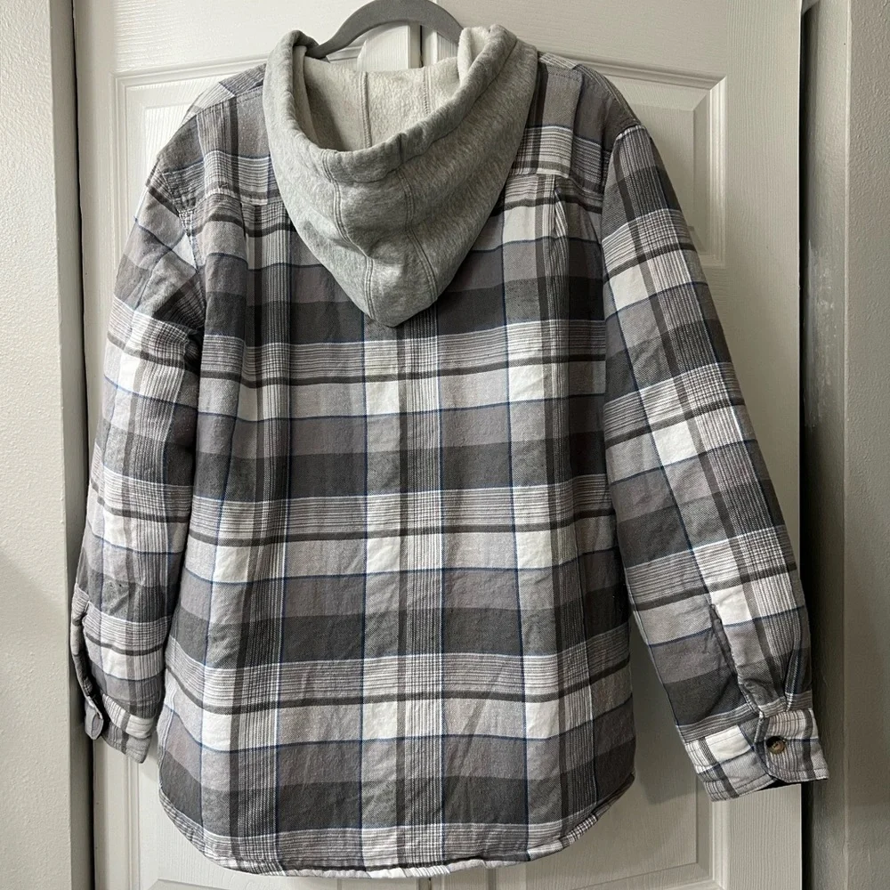 Wrangler Flannel Shirt Jacket with Hood - Picture 2 of 5